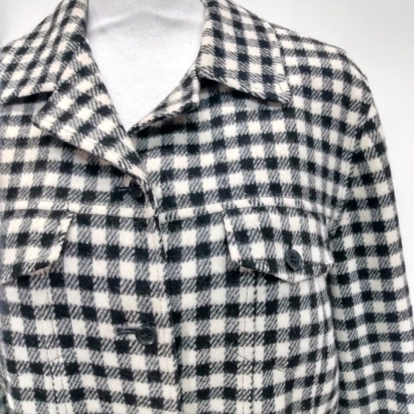 Talbots Womens 14 Black White Buffalo Plaid jacket - Picture 2 of 7